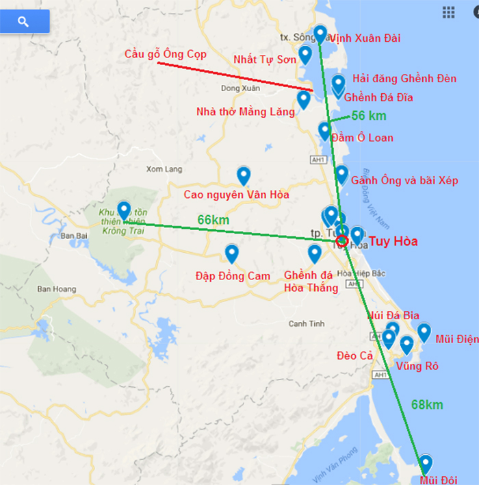 Tổng hợp bản đồ du lịch Phú Yên chi tiết