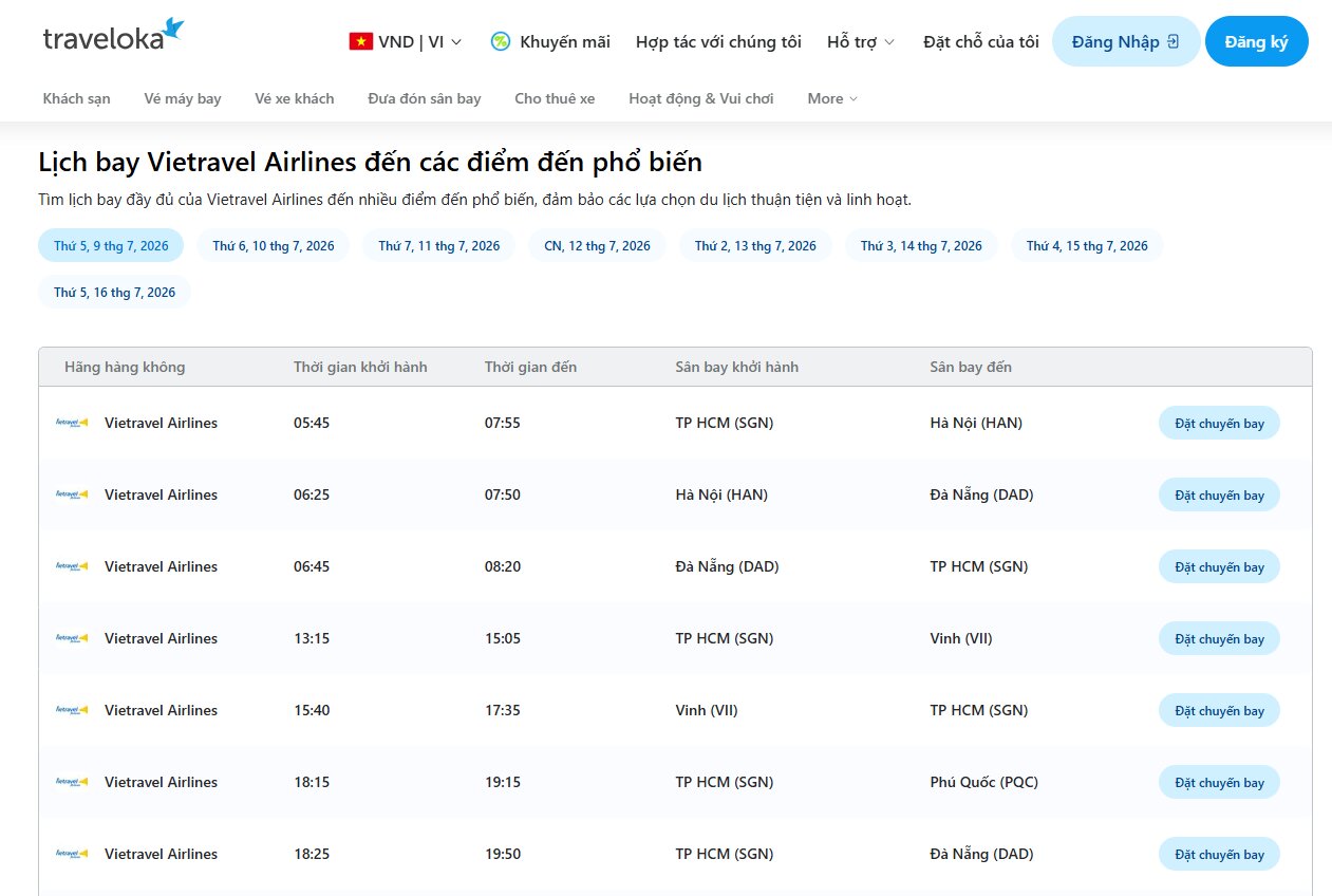 Đặt vé máy bay Hà Nội – Sài Gòn trên Traveloka
